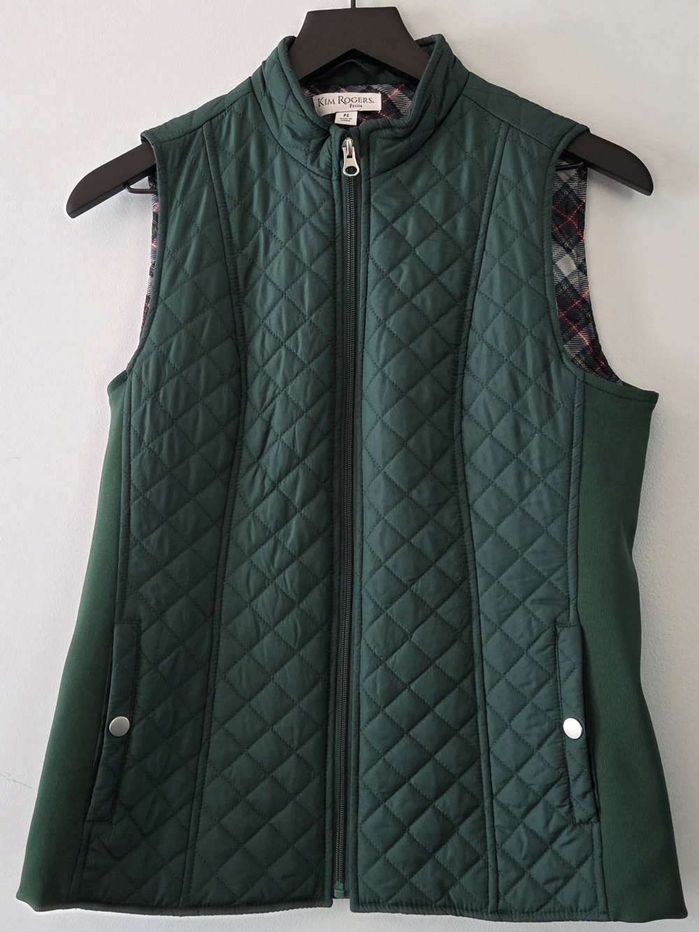 Kim Rogers Dark Green Quilted Vest Size PS